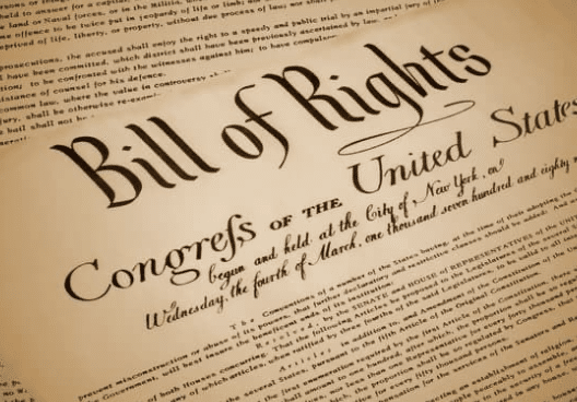 May contain a document titled "Bill of Rights".