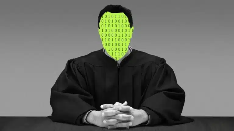 May contain a person with a binary code face wearing a robe.