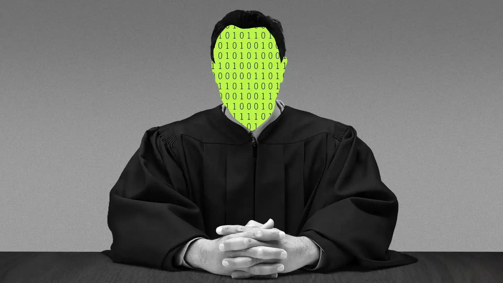 May contain a person with a binary code face wearing a robe.