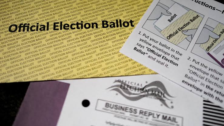 May contain an official election ballot and instructions.