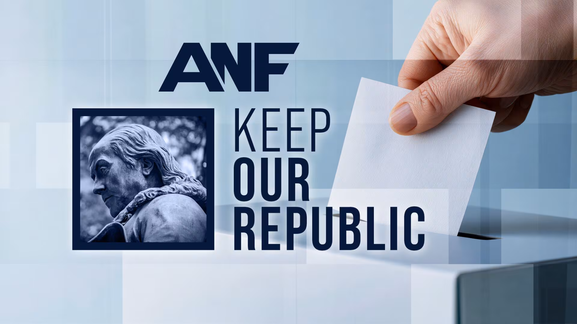 May contain a person voting. ANF. Keep our republic. Statue.